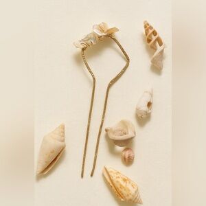 Brass Metal Hair Fork with Pearl Accent